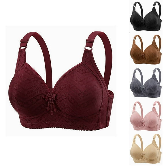 Ahuyic Womens Summer Bras,Plus Size Bras for Women,Women's Plus Size Middle-aged And Elderly Mother Thin Underwear With Gathered Upper Support Sagging Adjustment Type No Steel Ring Bra