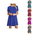 thumbnail image 1 of Ahuyic Womens Summer Casual Dress,Womens Plus Size Dress,Womens Casual Printed Short Sleeve Round Neck Ladies Dress,Red,M, 1 of 5