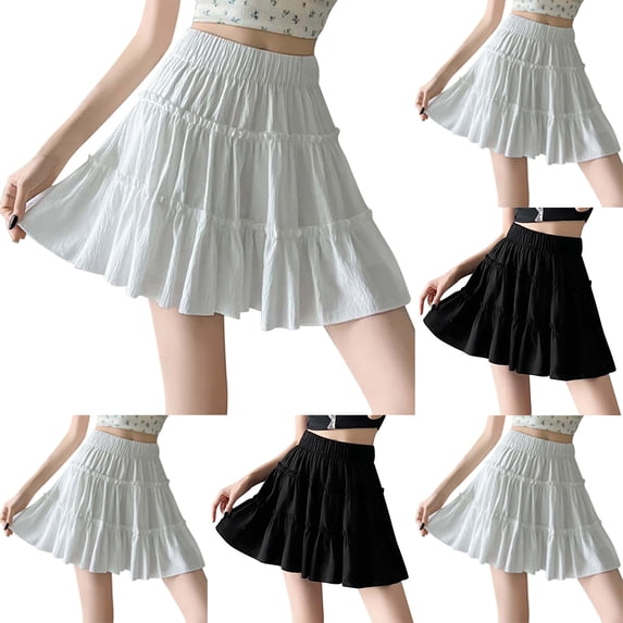 Ahuyic Womens Summer Casual Dress,Womens Plus Size Dress,Womens Long Skirt Sequins Solid Color High Waist Mesh Midi Skirt,White,XL