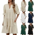 thumbnail image 1 of Ahuyic Womens Summer Casual Dress,Womens Plus Size Dress,Womens Solid Color And Linen Sleeveless Large Dress,Green,L, 1 of 5