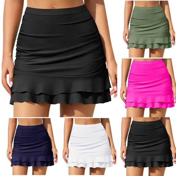 Ahuyic Womens Swimsuits,Fashion Womens Solid Swimsuit Summer Bottoms High Waist Swim Skirt Swimwear Swimsuit Beachwear,Pink,XL