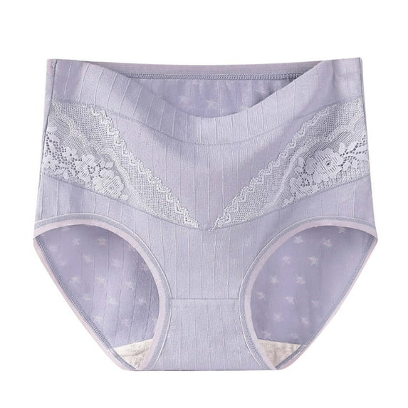 Ahuyic Womens Underwear Plus Size Panties High Waisted Cotton Underwear Soft Breathable Full Coverage Panties Super Stretchy Briefs - Purple B - XXL