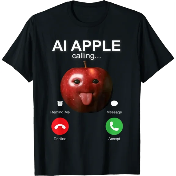 Ai Apple Meme Phone Call Funny brainrot Viral Internet Silly T-Shirt