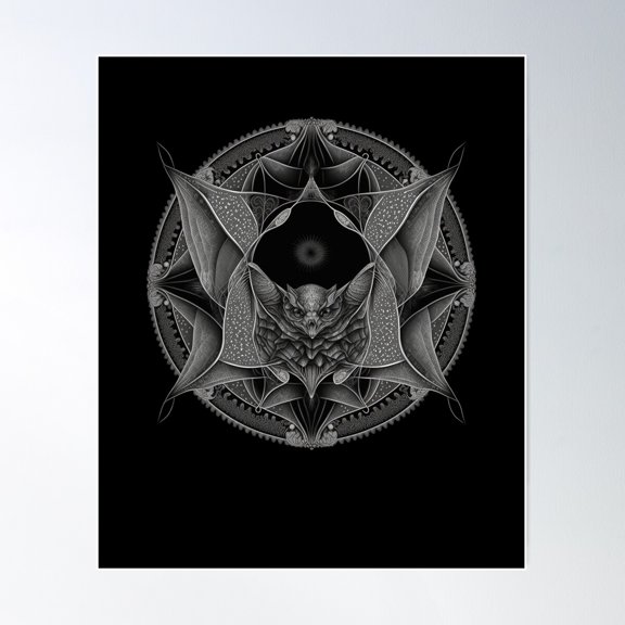Ai Generated Art Dark Wicca Gothic Black Bat Poster Wall Art, Modern Wall Decor For Living Room Bedroom, 8x12 UNFRAMED