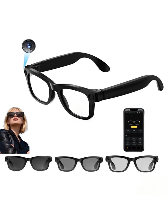 Smart Glasses with Camera, AI Glasses with 8MP HD Camera & 1080P Video Recording, Touch-Control Photoc hromic Lenses, AI Translation & Recognition, Bluetooth Open-Ear Audio, Type-C, for Men Women