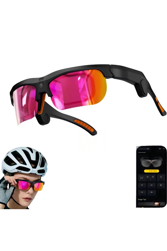 Ai Smart Cycling Glasses with 13MP Camera, Bluetooth Open-Ear Audio Sunglasses with EIS Image Stabilization & AI Voice Assistant for Running, Hiking, Men Women