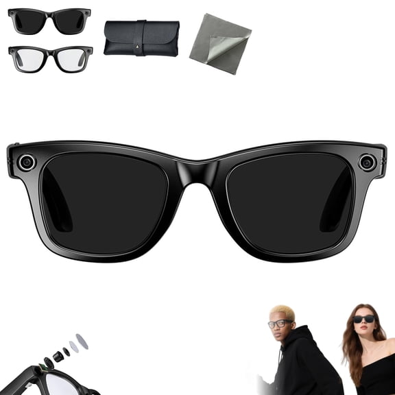 Ai Smart Glasses,8mp Camera Glasses with Music & Call Features,Waterproof Ai Bluetooth Smart Glasses for Men with Camera,UV Protection,Anti-Blue Light Glasses Everyday Wear(Anti-blue light gl