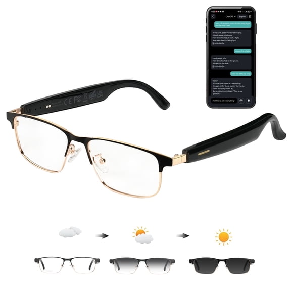 Ai Translation Smart Glasses with Chat GPT & Deepspeek Bluetooth Glasses for Men Women with 164+ Language & Accents, Translation Glasses Color-Change Lens, Open Ear Lighweight Eyeware