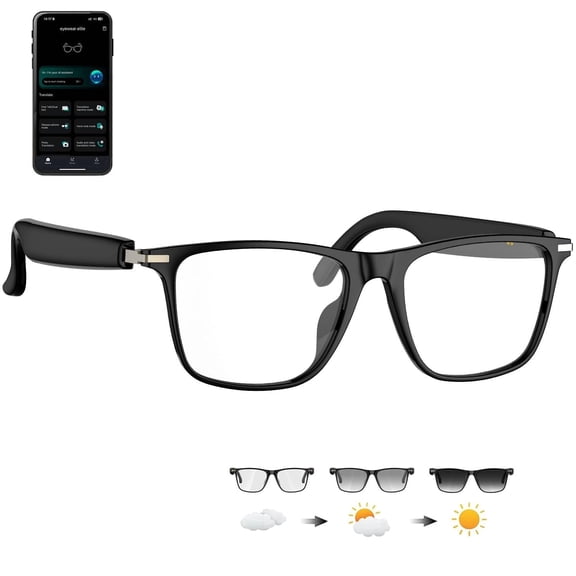 KWENRUN Ai Translation Smart Glasses with ChatGPT 164+ Language Translation Translator Glasses Physical Color-Change Lenses for Women Men