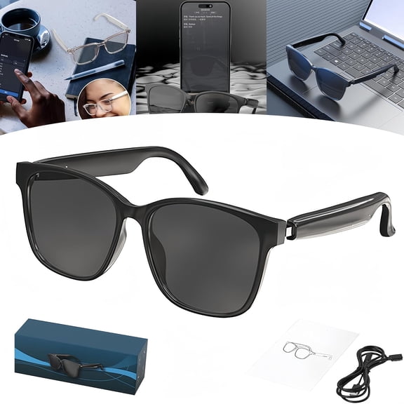 Ai Translator Glasses, Ai Smart Glasses, Smart Simultaneous Interpretation Glasses and Headphones, Bluetooth Translator, 11h Battery Life with Built-in Mic & Speakers (Black)