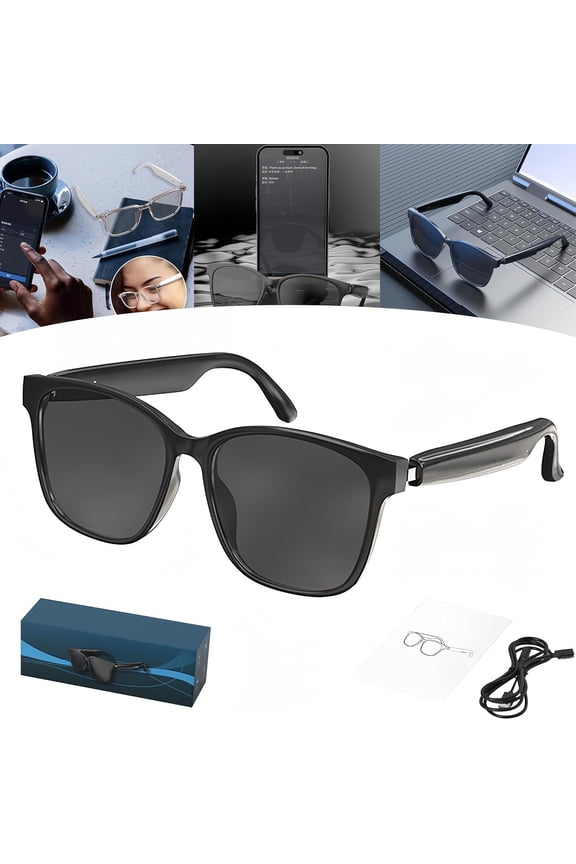 Ai Translator Glasses, Ai Smart Glasses, Smart Simultaneous Interpretation Glasses and Headphones, Bluetooth Translator, 11h Battery Life with Built-in Mic & Speakers (Black)