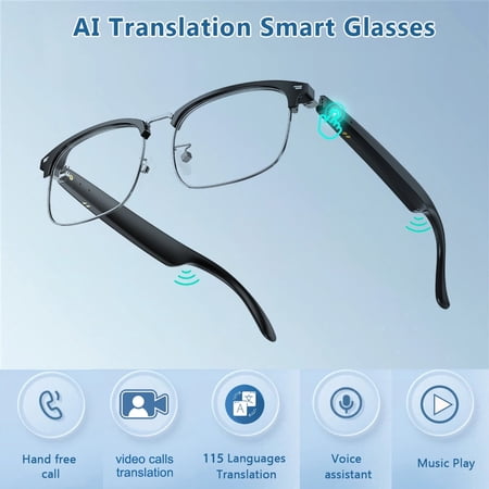 ZYQEEE Ai Translator Glasses, Translator Smart Bluetooth Glasses Compatible with Android & iOS, Supports 115 Languages Online Translation,Video Call Translation, Open Ear Music & Hand-Free Calling Bl