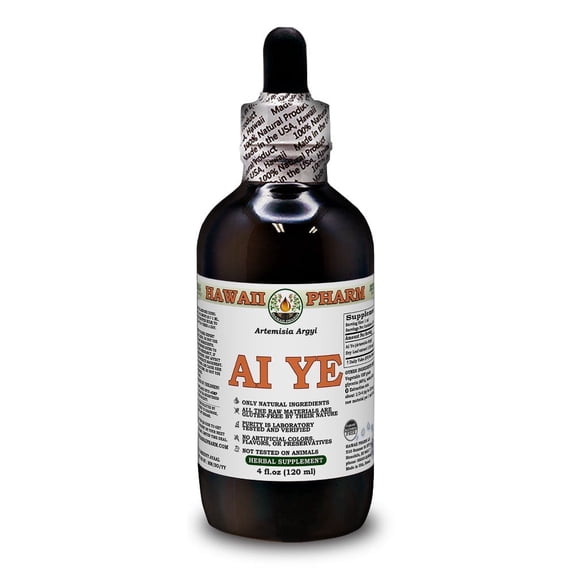 Ai Ye (Artemisia Argyi) Dry Leaf ALCOHOL-FREE Liquid Extract. Expertly Extracted by Trusted HawaiiPharm Brand. Absolutely Natural. Proudly made in USA. Glycerite 4 Fl.Oz