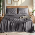 thumbnail image 1 of AiAngu Natural Linen Cotton Bed Sheets Set, Deep Pocket - Breathable - Durable - 4 Pieces (Dark Gray, Queen), 1 of 6