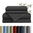 thumbnail image 1 of AiAngu Breathable Bamboo Queen Sheet Set, Luxury Soft 4 Pieces Bed Sheets with 16" Deep Pocket, Black, 1 of 8