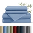 thumbnail image 1 of AiAngu Bamboo Queen Sheet Set, Luxury Soft 4 Pieces Bed Sheets with 18" Deep Pocket, Lake Blue, 1 of 8