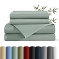 thumbnail image 1 of AiAngu Breathable Bamboo Queen Sheet Set, Luxury Soft 4 Pieces Bed Sheets with 16" Deep Pocket, Spa Blue, 1 of 8