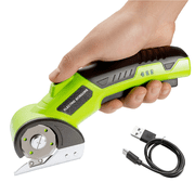 AiAngu Cordless Electric Scissors, 4V Rechargeable Rotary Cutter with Safety Lock & LED Light for Fabric and Cardboard