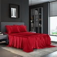 thumbnail image 1 of AiMay 6 Piece Satin Bedding Sheet Set King Burgundy Deep Pocket Super Soft 1800 Series Luxury Rich Silk Silky Solid Color 4 Pillowcases Reversible Sexy Honeymoon Wrinkle Free (King, Burgundy), 1 of 9