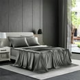 thumbnail image 1 of AiMay 6 Piece Satin Bedding Sheet Set King Size Grey Deep Pocket Super Soft 1800 Series Luxury Rich Silk Silky Solid Color 4 Pillowcases Reversible Sexy Honeymoon Wrinkle Free (King, Gray), 1 of 8
