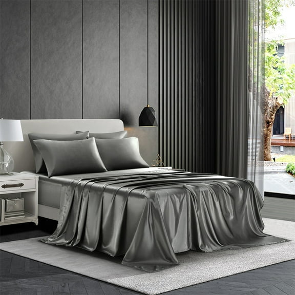 AiMay Classic 6-Pieces Gray Bedding Set, Queen