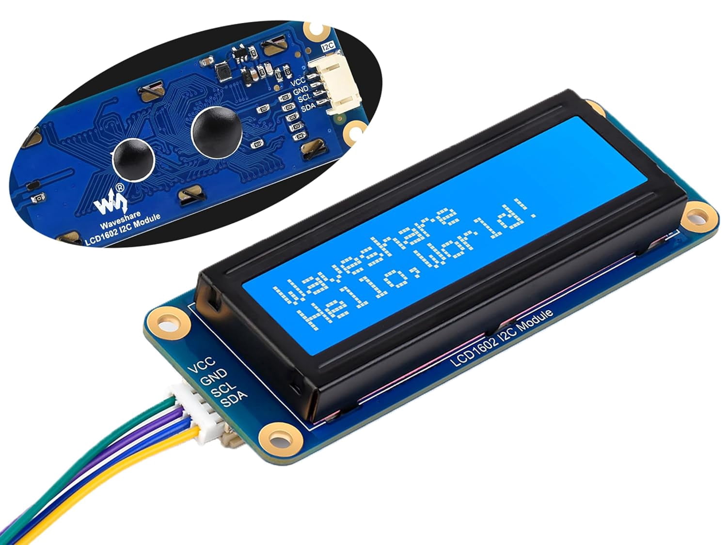 AiP31068 LCD1602 I2C Module,16x2 Characters Display, White Color with Blue Background, Compatible with Arduino// Pico/Jetson Nano/ ESP32, 3.3V/5V