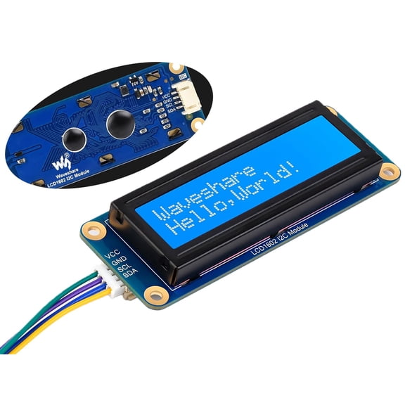 AiP31068 LCD1602 I2C Module,16x2 Characters Display, White Color with Blue Background, Compatible with Arduino// Pico/Jetson Nano/ ESP32, 3.3V/5V
