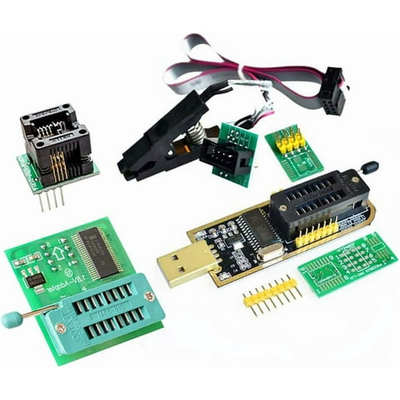 AiTrip EEPROM BIOS USB Programmer CH341A + SOIC8 Clip + 1.8V Adapter + SOIC8 Ada