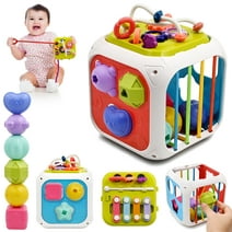 AiTuiTui Baby Toys 6 to 12 18 Months, Sensory Montessori Toys for 1 2 Year Old Boy Girl Gifts, 7 in 1 Multifunction Educational Toys with Shape Sorter, Stacking Blocks for Toddlers Birthday