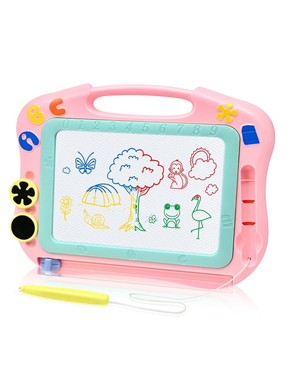 AiTuiTui Magnetic Drawing Board Toys for 2 3 4 5 6 Year Old Girls Gifts, Travel Size for Toddlers Erasable Doodle Sketch Writing Tablet Pad,  Plastic Educational Creative Development Toys for Kids