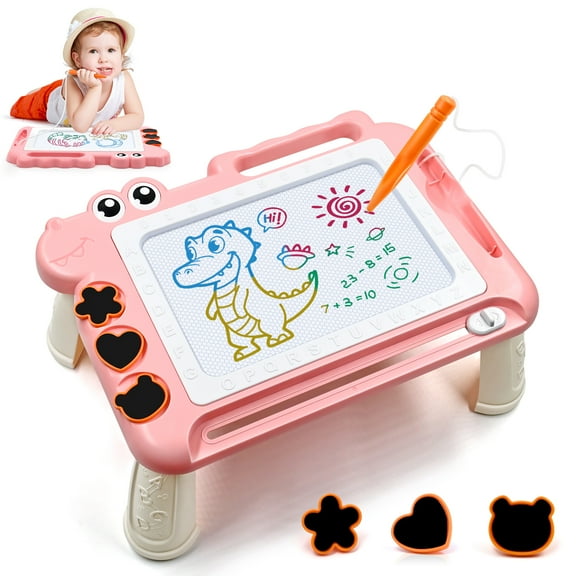 AiTuiTui Magnetic Drawing Board Toys for 3-5 Years Old Boys & Girls, Montessori Educational Doodle Drawing Pad with Legs for Toddlers & Kids (Pink)