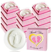 AiXiAng Baby Shower Favors Pink Pitter Patter Style Bath Soaps, 12 Pack