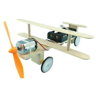 AiYqZypa Toys Mold Free STEM Kit Wooden Construction Science Projects Assembly Mechanical Models 3D Building Blocks DIY Educational Toys Electric Taxiing Aircraft