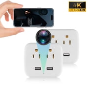 Aiacmea WiFi Mini Camera 1080P HD   Wall Outlet Camera with Motion Detection, Cloud & SD Storage, Dual AC Plug Outlets & USB Charging Ports   Indoor Monitoring for Home, Office, and More