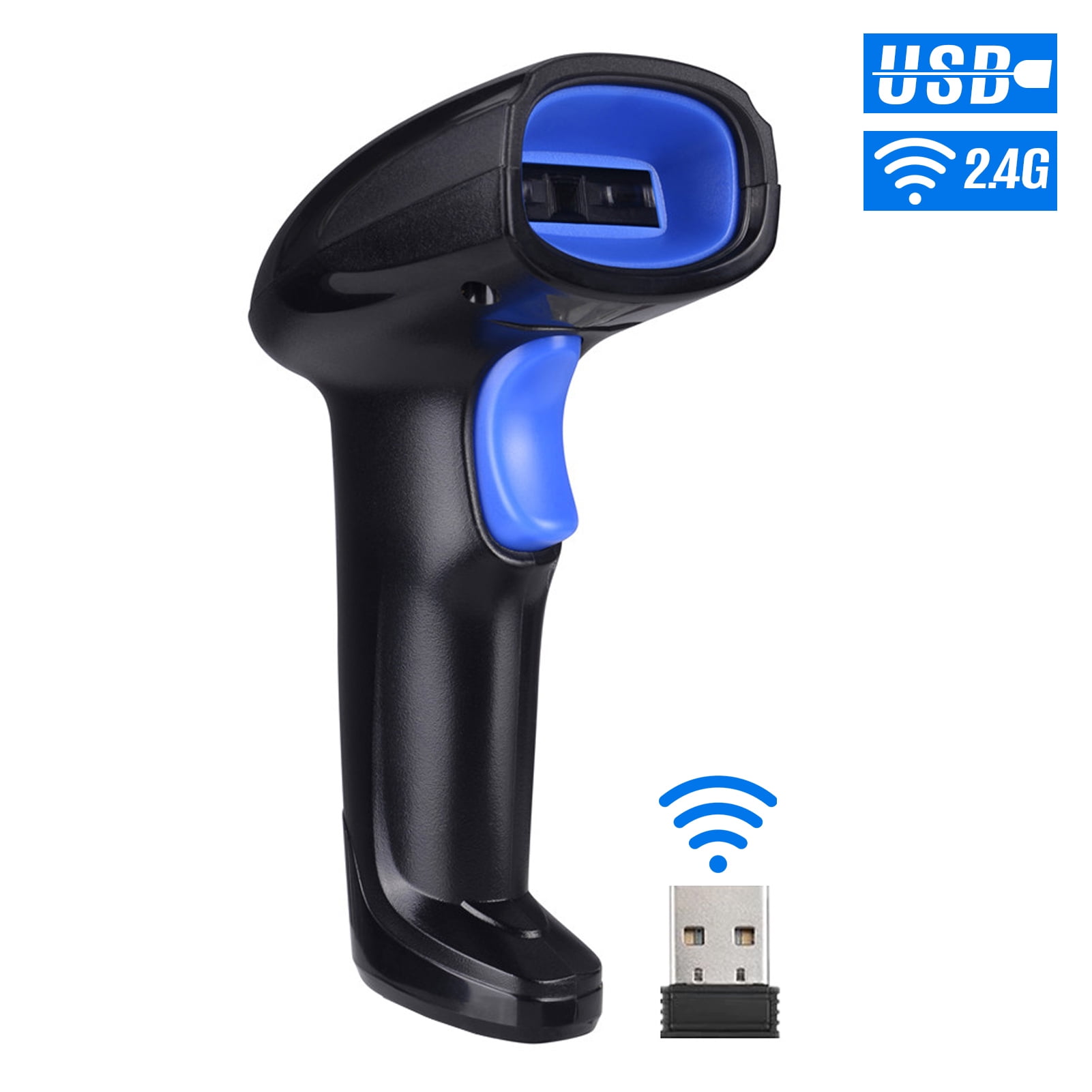 Aibecy Aibecy 2-in-1 2.4G Wireless Barcode Scanner & USB Wired Barcode Scanner Automatic Handheld 1D Bar Code Scanner Reader with Rechargeable Battery Mini USB Receiver USB Cable for Computer Lapto
