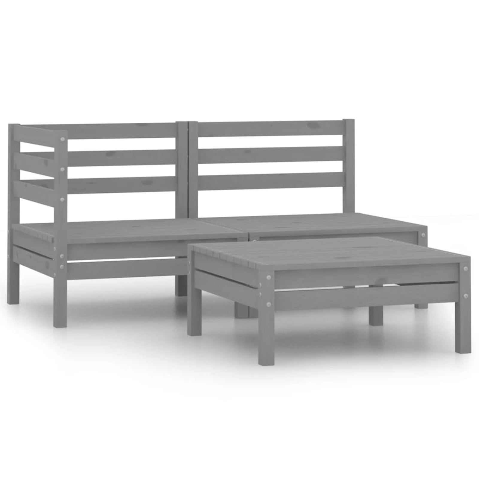 Aibecy 3 Piece Patio Set Solid Wood Pine Gray - Walmart.com