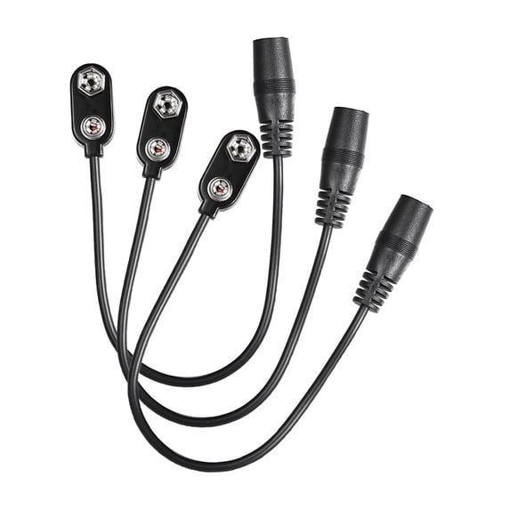 Aibecy 3pcs Guitar Effect One Spot Power Supply 9V Battery Clip Converter Snap Connector 2.1mm * 5.5mm Female Plug