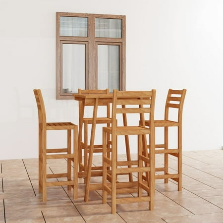 Aibecy 5 Piece Patio Bar Set Solid Acacia Wood