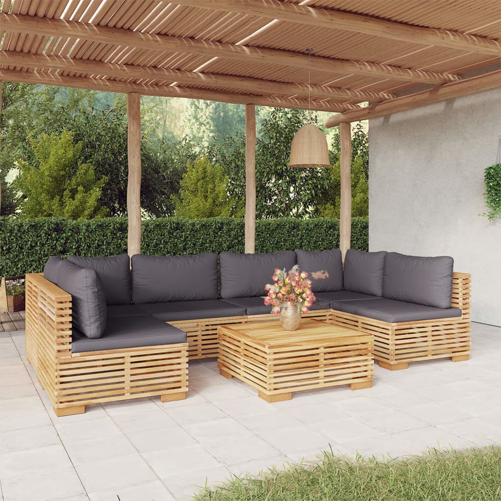 Aibecy 7 Piece Patio Set with Cushions Solid Wood Teak - Walmart.com