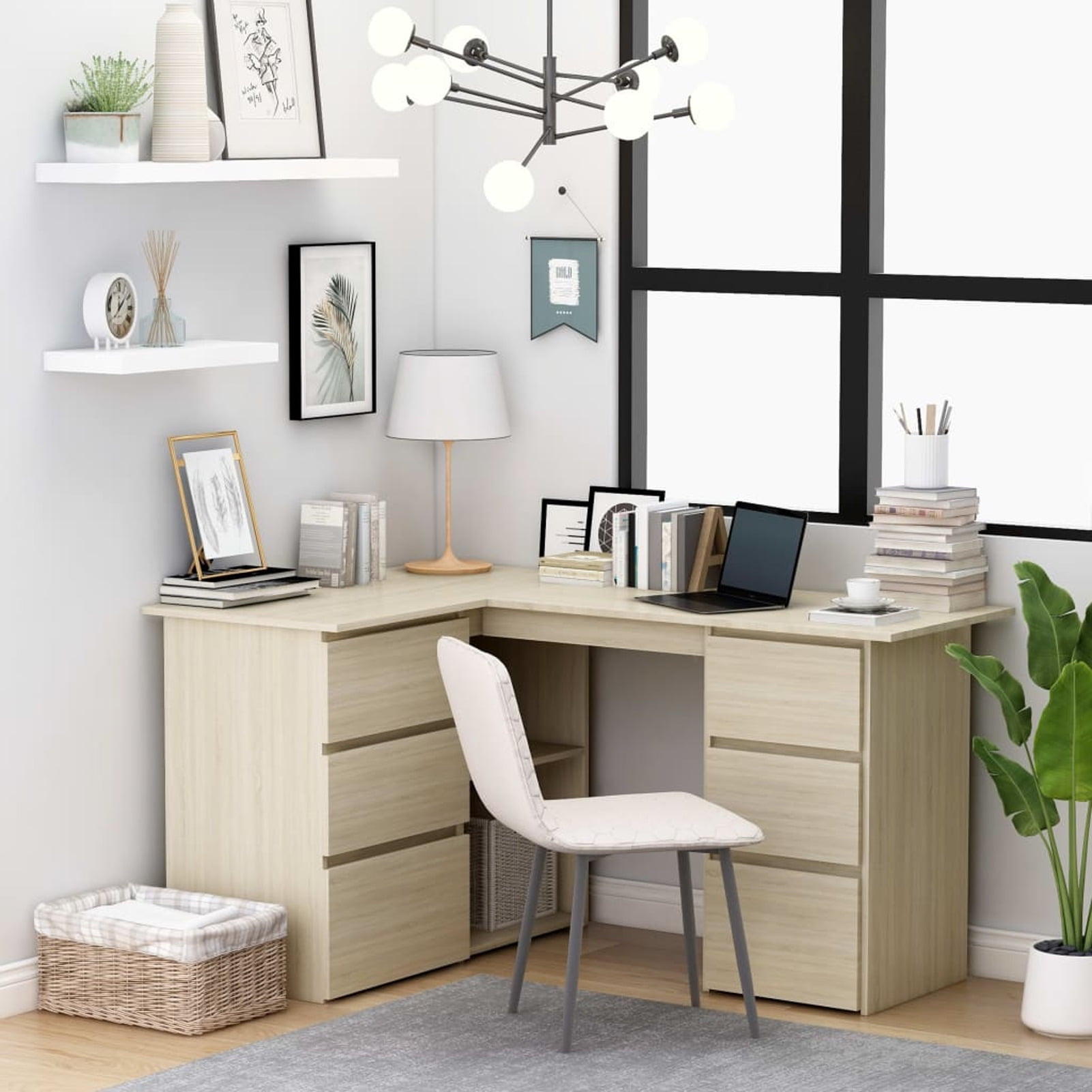 Aibecy Corner Desk Sonoma Oak 57.1 x39.4 x29.9 Engineered Wood Walmart