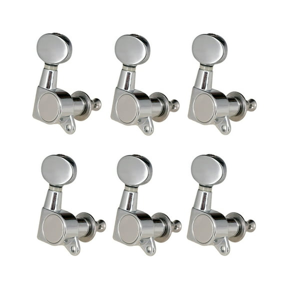 Aibecy Electric or Acoustic Guitar Tuning Machines 6 Right Oval Button Sealed Machine Heads Tuning Pegs Silver Chrome for String Tuning