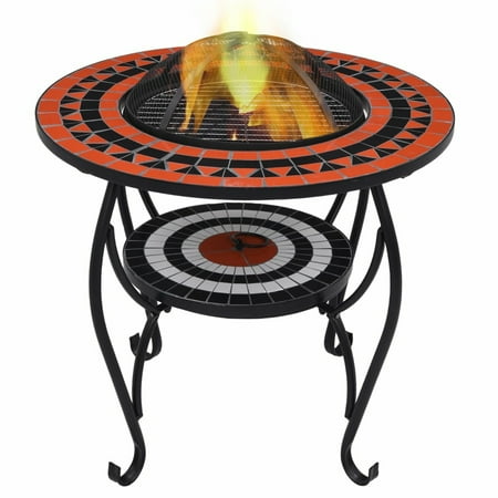 Aibecy Fire Pit Table Terracotta and White 26.8" Ceramic