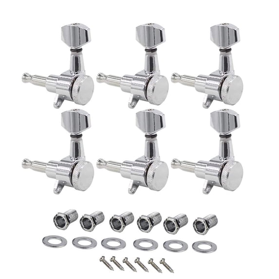 Aibecy Inline Electric Guitar Tuning Pegs 6 Left Sealed Locking Tuners Chrome Plated Machine Heads 1:18 Compatible with ST Electric Guitar