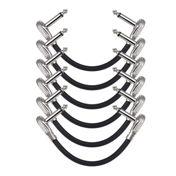 Aibecy Instrument Patch Cable Guitar Effect Pedal 15cm 1/4" Silver Plug Black PVC Jacket 6 Pack