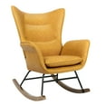 thumbnail image 1 of Aibecy Modern Upholstered Rocking Chair with High Backrest, Wooden Base, and Armrests, Brown, 1 of 7