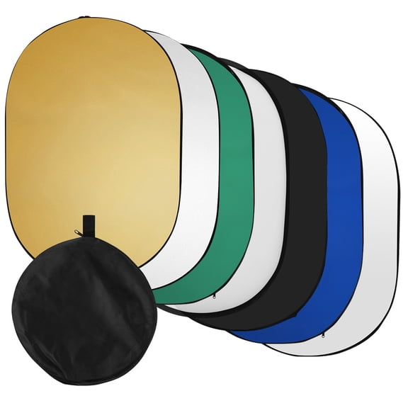 Aibecy Photography Light Reflector 60 x 90cm 7-in-1 Collapsible Multi-Disc Silver Gold White Black Green Blue for Studio Carry Bag Included