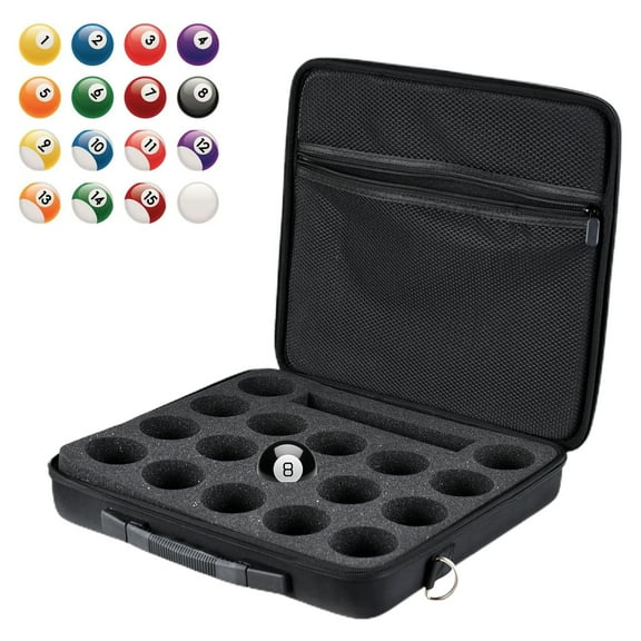 Aibecy Pool Ball Storage Case Canvas Foam for American Black 17 Balls Retractable Strap Handle Billiard Accessories