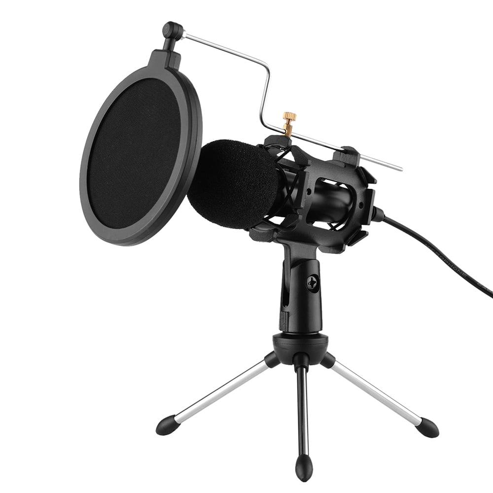 Aibecy Video Recording Microphone Kit Including Tripod Mount Pop Filter Windshield and Adapter Cable 3.5mm Plug