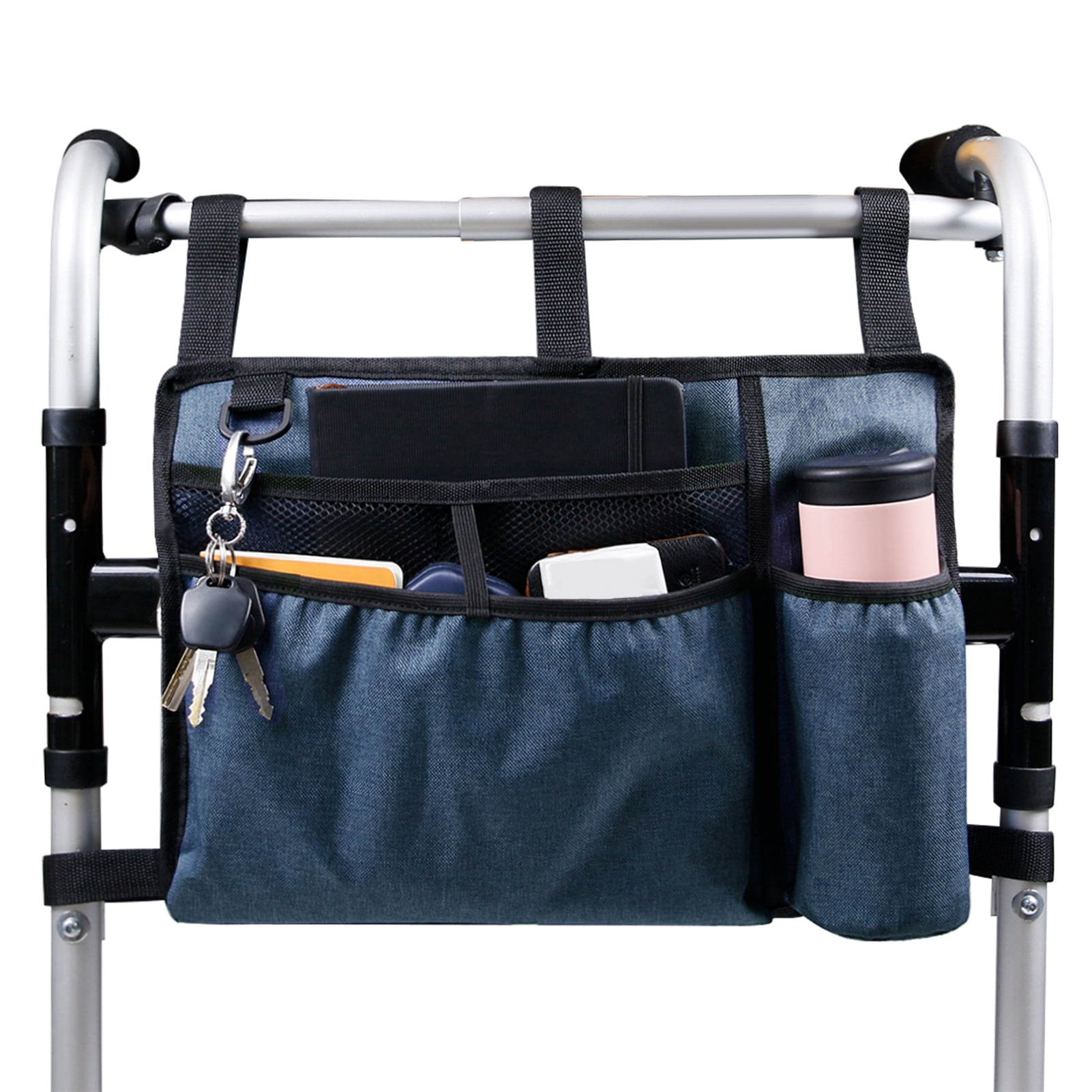 Aibecy Walker Bag Walker Organizer Pouch Attachments Bags with Cup Holder Large Capacity Accessory Basket Provides Hands Free Storage for Wheelchair Rollator