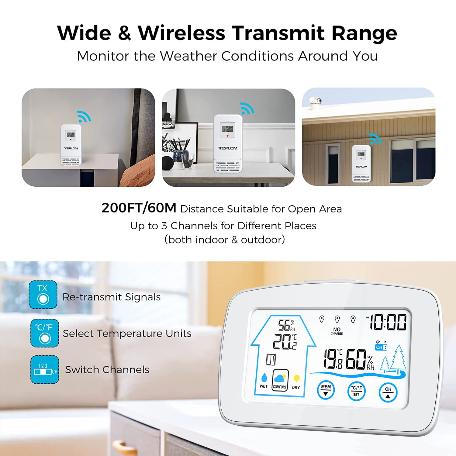 Aibecy Weather station, Humidity Window Reminder Weather Clock With